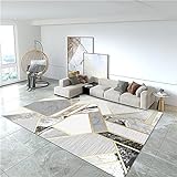 RUGMRZ Waschbarer Teppich Wohnzimmer Area Rug Graues geometrisches Muster gelbe Linien dekorative Schlafzimmer zubehör Anti-Schimmel Kinder Teppiche Jungs 60 x 90 cm
