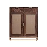 Freistehender Schuhschrank Massivholz-Schuhschrank, moderner, minimalistischer Veranda-Schrank, Wohnzimmer, schwarzer Walnuss-Spind, Trennschrank, Schuhregal for den Eingangsbereich Schuhschrank für d