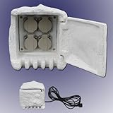 Trango STD4 Gartensteckdose Stein mit 4 Schuko Steckdosen Außensteckdose 4-Fach Granit Steinoptik für Außen IP44 5m Kabel Zuleitung