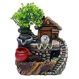 Steingartenbrunnen für den Innenbereich, Tisch-Desktop-Wasserfallbrunnen mit LED-Effektlampe, Steingartenbrunnen für Wohnzimmer, Schlafzimmer, Büro