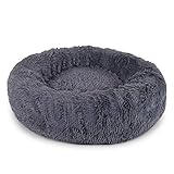 lionto Hundebett rund Hundekissen Hundesofa Katzenbett Donut, (L) 60 cm Ø dunkelgrau