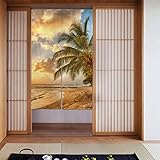 DANLIM Ocean Sunset Scenery Blackout Vorhänge Set mit zwei Paneelen 86,4 x 142,2 cm Ösen Wohnzimmer Vorhänge Thermoisoliert