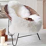 Avnten Faux Lammfell Schaffell Teppich 60X90 cm, Kunstfell Dekofell Lammfellimitat Teppich Longhair Fell Nachahmung Wolle Bettvorleger Sofa Matte (Weiß)