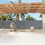 Yolola Doppel Seitenmarkise Ausziehbar 180 x 1200 cm seitenmarkise sichtschutz terrasse Balkon seitenmarkise,Seitenrollo, für Balkon, Terrasse und Garten-Anthrazit-180 x 1200 cm