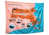 Massachusetts Wandbehang, Stoff, Motiv Landkarte