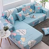 Sofabezug ecksofa spannbezug L-förmig Sofa-Abdeckung, Anti-Rutsch-All-Inclusive-Elastic-Sofa-Abdeckung, Polyester Wohnzimmer Kombination Sofa Cover, Heart-Shaped Ballon 3-Sitzer + 3-Sitzer Sofabezug l