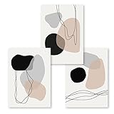 3-Teiliges Abstraktes Geometrisches Linienkunstwerk Boho-Leinwandgemälde Nordisches Minimalistisches Poster Druck Wandkunst Bild Wohnzimmer Schlafzimmer Heim Dekoration-30*50Cm/12*20 Zoll Ohne Rahmen