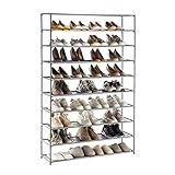 YOUDENOVA Schuhregal 5-10 Ebenen Schuhaufbewahrung aus Metall 150 x 93 x 30 cm Schuhschrank für bis zu 50 Paar Schuhe Schuhablage Grau