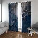 LANDOCROWN Marmor Schlafzimmer Verdunkelungsvorhang Himmelblau Abstrakter Wellendruck Thermovorhang Luxusraum Verdunkelungsvorhang für Hotelbüro H 190 x B 150 cm