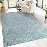 carpet city Shaggy Hochflor Teppich - 120x170 cm - Türkis - Langflor Wohnzimmerteppich - Einfarbig Uni Modern - Flauschig-Weiche Teppiche Schlafzimmer Deko