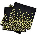 40 Stück Servietten, Schwarz Gold Dots Papierservietten Stoffservietten Papier Goldfolie Biologisch Abbauba Papierserviette Deko für Party,Geburtstag, Hochzeit und Feiertagsfeier 33 * 33 cm (Schwarz)