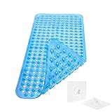 Bylphy Antirutsch Duschmatte 40x88cm Massage Dusch Matte Badewanne PVC Badewannenmatte rutschfest Hautsensitiv Schimmelresistent Waschbar Rutschmatte mit Abflusslöchern (Transluzentes Blau1)