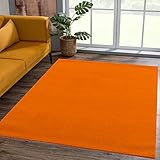 SANAT Kurzflor Teppich Wohnzimmer - Uni Modern Teppiche fürs Schlafzimmer, Arbeitszimmer, Büro, Flur, Kinderzimmer und Küche - Orange, 120 x 170 cm