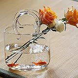 Glas-Geldbörsenvase für Blumen klare Glas-Tasche Vase mit Fischschale klare mundgeblasene Glasvasen mit Griffen Glas-Geldbörsen-Vase flippige Vase Moderne Vasen für Heimdekoration Dekoration