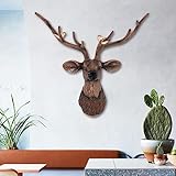 WJIEH Hirschkopf-wandkunst,Großer 3D hirschkopf Wandschmuck,Tierkopf Wandhalterung Dekor, Wandkunst Hirschkopf Kunstskulptur zur Wandmontage,Wanddeko aus Harz Kreativer Hintergrund des Wohnzimmers