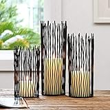 Iron Willow Kerzenhalter Set von 3, Metall schwarz Säule Kerzenhalter für Tisch Canterpieces Moderne Kerzenhalter für Dinner Room Tabletop, Home Decoration, Indoor, Outdoor Decor