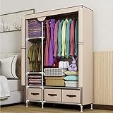 WIQUYBML Stoff-Kleiderschrank, Faltbarer Schrank mit Kleiderstange, Kleiderständer, Stahlrohr verstärkt, für Taschen, Spielzeug, Schuhe, Wohnzimmer, Schlafzimmer, Garderobe,C (A)