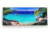 Paul Sinus Wandbild 120x50cm Karibik Insel Südseeparadies Segelboot Meer Türkis