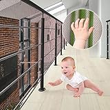 XiYee Treppen Schutznetz, 3 Meter Geländer Sicherheitsnetz, Sicherheitsnetz, Treppenschutznetz für Kinder, Baby Balkonnetz, Sicherheitsnetz für Kinder, Treppenschutznetz Baby, Safety Net (Black)