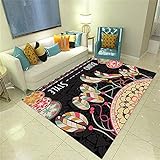 kunsen Klassischer kreativer geometrischer schwarzer Teppich-150x220 cm. Langlebiger schmutzabweisender waschbarer leicht zu reinigender Rutschfester Teppich teppiche für Wohnzimmer deko jugendzim