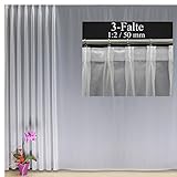 EASYHomefashion Hochwertige Fertiggardine Voile Store Deko Schal mit Faltenband Bleiband 3-Falten-KRÄUSELBAND 1:2/50 mm (größe wählbar), 230 x 350 cm (Höhe x Breite)