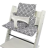 BambiniWelt Sitzkissen Auflage Sitzkissenset für Stokke Tripp Trapp Hochstuhl *20 FARBEN* Ersatzkissen Kissen 2 teilig (Schwarz Weiße Karos)
