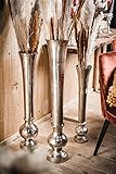 Michael Noll Vase Blumenvase Gefäß Pokalvase Dekovase Aluminium Silber Luxus - Bodenvase Modern für Kunstblumen und Pampasgras - S 69,5 cm M 80 cm L 99 cm (19x19x99)