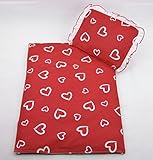 Rawstyle 2 tlg. Set Bezug **37 MOTIVE** (Rot + Herze Weiß) in 70x50 cm für Kinderwagen, Wiege und Stubenwagen Kinderbettwäsche Garnitur Bettwäsche *Deckenbezug + Kissenbezug*
