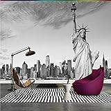 XLMING Wandbild Retro Nostalgische Lady Liberty New York Schwarzweiß Wandbild Hintergrund Wand Café Restaurant Tapete-400cm×280cm