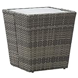 Festnight Terrassentisch Quadratischer Gartentisch Quadratischer Gartentisch Rattan Terrassentisch Balkontisch Balkon Rattantisch 41,5 x 41,5 x 43 cm Grau