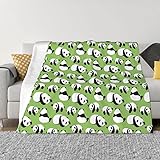 Ultraweiche Mikrofleece-Decke, Panda-Hintergrund, grün, 127 x 101 cm, für Bett, Sofa, Couch, Reisen, Camping, flauschig, weich, gemütlich, maschinenwaschbar