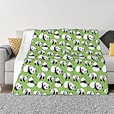 Ultraweiche Mikrofleece-Decke, Panda-Hintergrund, grün, 127 x 101 cm, für Bett, Sofa, Couch, Reisen, Camping, flauschig, weich, gemütlich, maschinenwaschbar