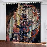 GSKOQD Vorhang Blickdicht Gardinen Verdunkelungsvorhang Vorhänge Kinderzimmer Schlafzimmer Wohnzimmer Thermovorhang Curtains 3D Abstrakte Figurenkunst Ösenschal 264X240Cm (B X H) 2Er Set