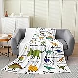 Feelyou Dinosaurier-Plüsch-Überwurfdecke, für Kinder, 3D-Dinosaurier-Druck, Flanell-Fleece-Decke, Überwurf, 127 x 152,4 cm, Dschungel-Dino, alle Jahreszeiten, Bettdecke, Schlafzimmer-Dekoration,