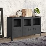 TALCUS Möbel mit Industrie-Sideboard anthrazit 105x35x62 cm Metall und Glas