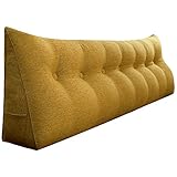 VERCART Rückenkissen Lang Keilkissen Lendenkissen Stützkissen für Bett Sofa Couch Gepolstert Kopfteil Lesekissen Große Kissen Nackenstützkissen Leinen Polyester Gelb 200cm, B0B3MFKJ99