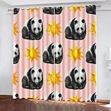 GIOVIA 3D Panda Gardinen Abdunkelnde Lustiger Panda Kindervorhänge Vorhang mit ösen 2er Set Vorhänge Blickdicht Verdunkelungs für Kinderzimmer Schlafzimmer Wohnzimmer B 200 X H 160 cm
