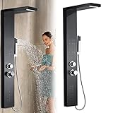 TRMLBE Duschpaneel Duschsystem Regendusche aus Gebürstetes Edelstahl Duscharmaturen Set mit Handbrause Massagedusche Wasserfalldusche und Regendusche (Mattschwarz)