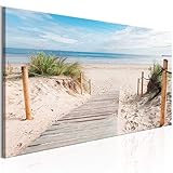 murando - Bilder Strand 135x45 cm Vlies Leinwandbild 1 tlg Kunstdruck modern Wandbilder XXL Wanddekoration Design Wand Bild Panoramabild - Meer Natur Landschaft Weg c-B-0158-b-a