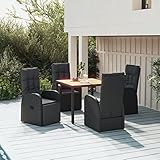 CIADAZ 5-TLG. Garten-Essgruppe mit Kissen, Sitzgruppe Garten, Gartenmöbel Set, Sitzgarnitur, Patio Table Set, Garten Esstischgarnitur, Schwarz Poly Rattan