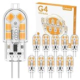 Cnkeeo G4 LED Lampen, 2W G4 LED Birnen Warmweiß 3000K Ersatz 20W Halogenlampen, 200LM G4 LED Leuchmittel, 360° Abstrahlwinkel, Nicht Dimmbar Kein Flimmern, 12V AC/DC, 10er Pack