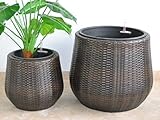 Eleganteinrichten Pflanzkübel Polyrattan D52xH44cm Coffee braun.