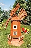 Deko-Shop-Hannusch Garten-Windmühle aus Holz - Höhe 1,15 Meter wahlw. mit Solar (mit Solarbeleuchtung)