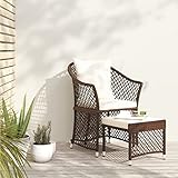 ZEYUAN 2-TLG. Garten-Lounge-Set mit Kissen, Gartenlounge, Balkon Möbel, Gartenmöbel, Balkonmöbel, Balkon Möbel Set, Möbelsets, Balkon Lounge, Braun Poly Rattan