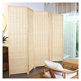 YJEUZCD Raumteiler, Klappbar Bambus Wohnzimmer Dekorativ Sichtschutz, Freistehend Arbeitszimmer Eingangshalle Teiler, 150cm Hoch (Farbe : Natural, Größe : 50cm-4pcs)