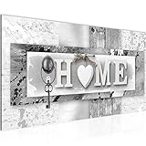 Runa Art Wandbild Home 1 Teilig Modern Bild auf Vlies Leinwand Wohnzimmer Flur Mit Spruch Schwarz Weiss 013712c