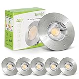 Kimjo LED Einbaustrahler 230V Flach, LED Spots 6W IP44 Warmweiß 3000k, Einbauleuchten LED Deckenspots 600LM, Einbauspot Deckenstrahler Rund für Badezimmer 60-65mm Matt Nickel 6er Set