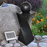 Solar Gartenbrunnen Brunnen Solarbrunnen Zierbrunnen Wasserfall Gartenleuchte Teichpumpe für Terrasse, Balkon (Granit Black-2 mit LED Light)