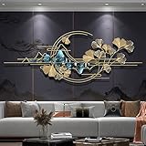 Wandkunst metall gold, Metall Wand Deko 3D Ginkgo Leaf Wanddeko Moderner Luxus Wanddekoration Baumblätter Art Vintage Deko Wall Decoration Wandschmuck Wohnzimmer Metallbilder wa(Size:Small 150cm*60cm)