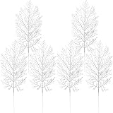 Cetornie 6 Stück Weihnachts-Glitzerblätter, künstliche tropische Blätter, Dekoration, Weihnachtsbaumkranz, dekorative Blumenzweige (Silber)